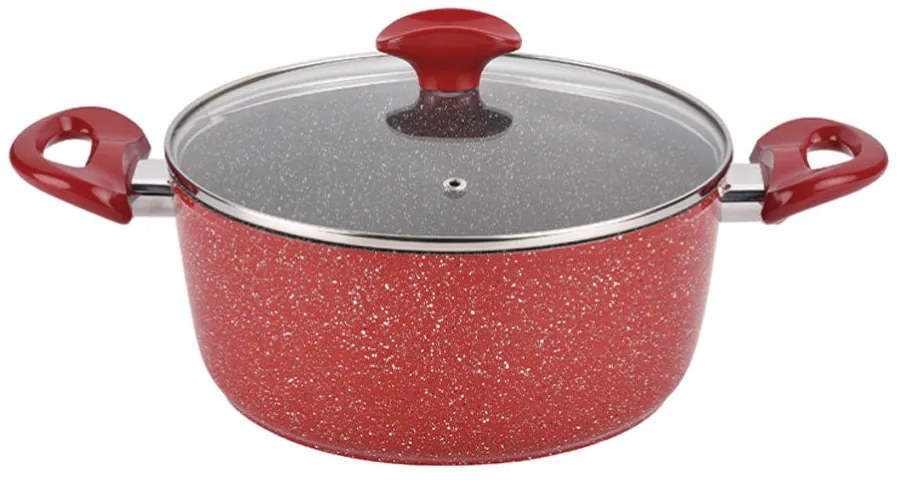 Тенджера с капак ZEPHYR Red Passion ZP 4418 E28, 6.5 литра, 28х12.8 см, Мраморно покритие, Индукция, Червен
