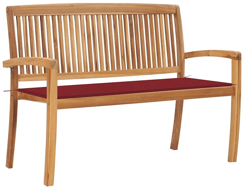 3063288 vidaXL Стифираща градинска пейка с възглавница, 128,5 см, тик масив