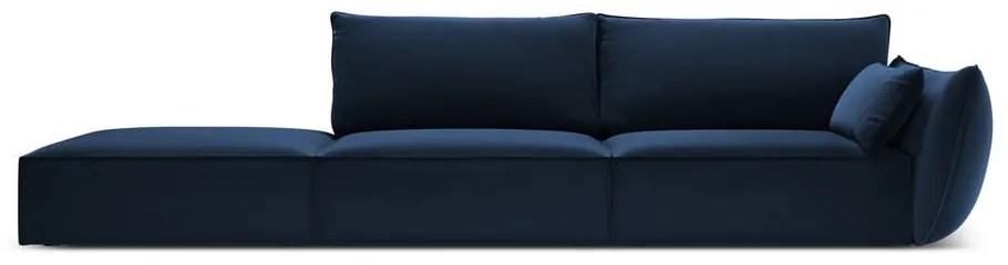 Тъмносин кадифен диван десен ъгъл 264 cm Vanda – Mazzini Sofas