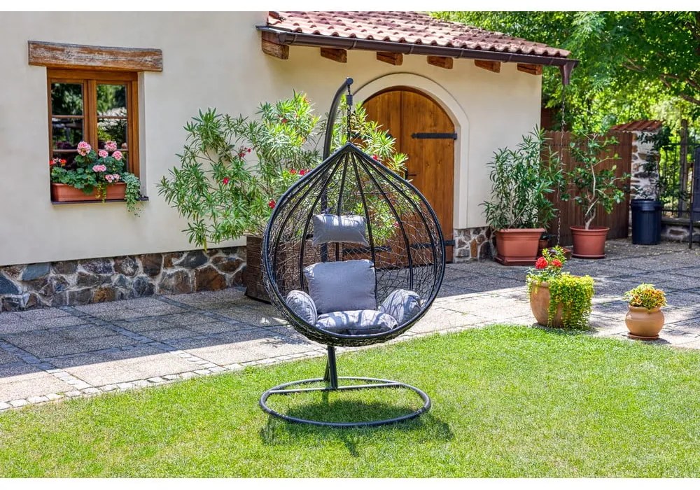 Тъмносив висящ фотьойл от изкуствен ратан Noela - Bonami Selection