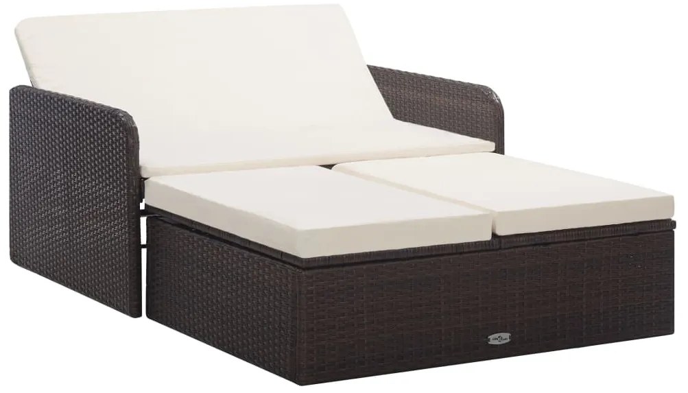 46079 vidaXL Градински комплект с възглавници, 2 части, кафяв полиратан