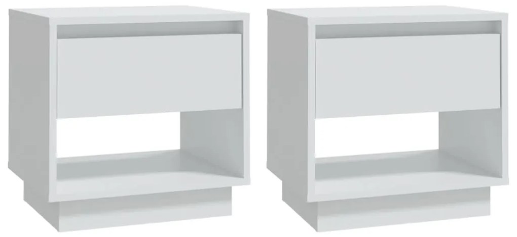 809513 vidaXL Нощни шкафчета, 2 бр, бели, 45x34x44 см, инженерно дърво