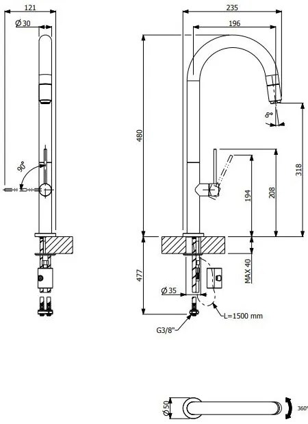 Кран за мивка Tozo Puro GR II