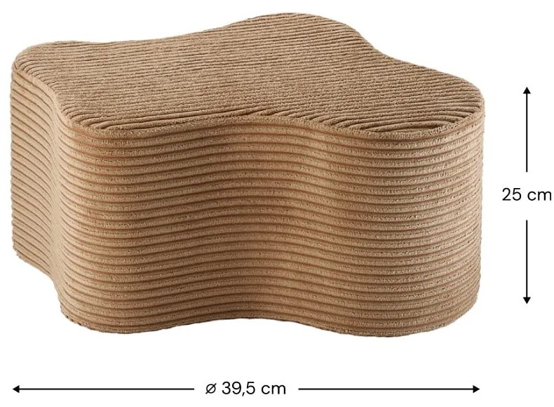 Кафяв детски пуф от рипсено кадифе Cloud – Wigiwama