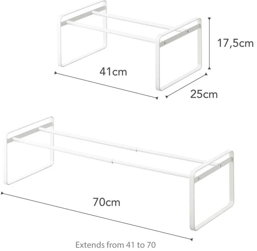 Бяла метална телескопична стойка за обувки Kobe - YAMAZAKI