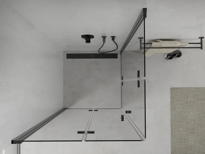Mexen Lima Дуо сгъваемa душ кабина 80 x 80 см, прозрачна, черна - 856-080-080-70-00-02