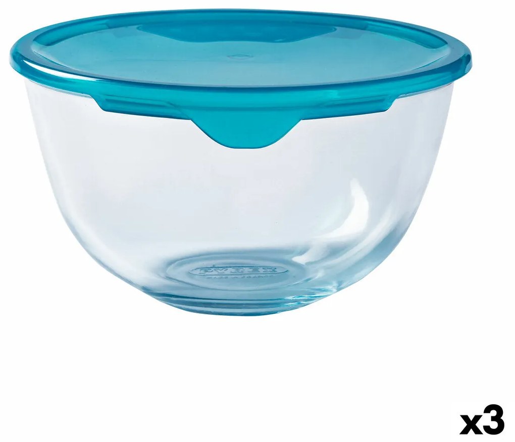 Кръгла Кутия за Обяд с Капак Pyrex Cook &amp; Store Син 2 L 22 x 22 x 11 cm Силикон Cтъкло (3 броя)