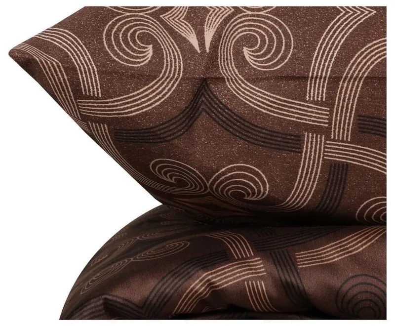Кафяво памучно спално бельо от сатен за двойно легло 200x200 cm Pandora - Mijolnir