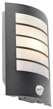 Външна стенна лампа черна IP44 с датчик за движение - Miro