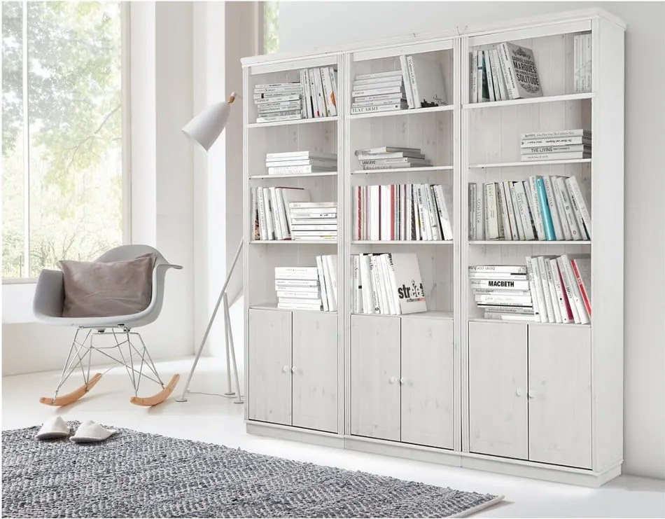 Бяла библиотека от масивен бор 222x223 cm Anita – Støraa