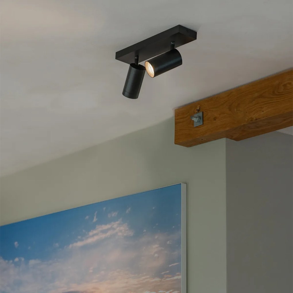 Интелигентен таванен прожектор черен регулируем 2 светлини вкл. 2 Wifi GU10 50mm - Jeana Luxe