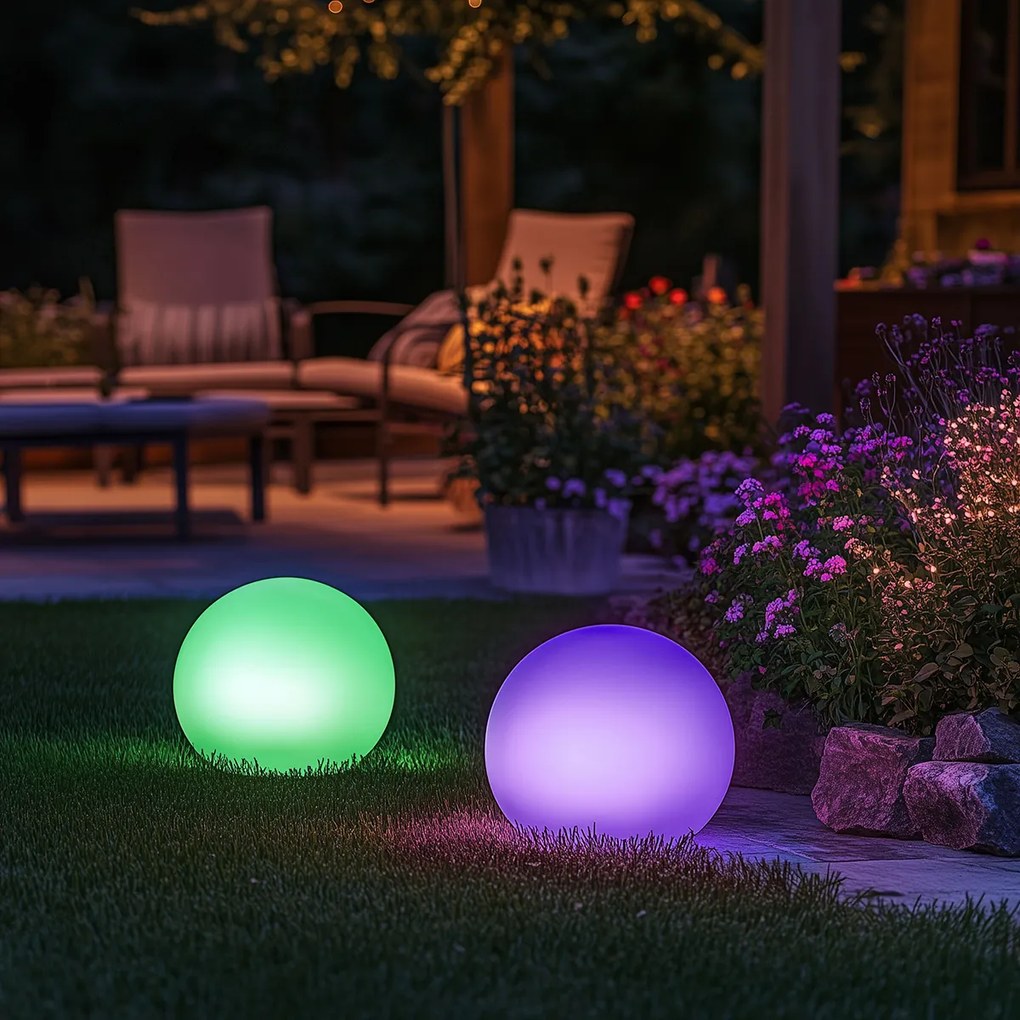 Външна лампа бяла 30 см с LED IP44 Solar RGBW - Ludger