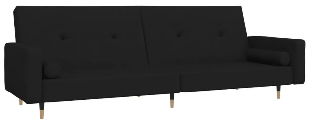 375752 vidaXL 2-местно разтегателно канапе с две възглавници, черно, кадифе