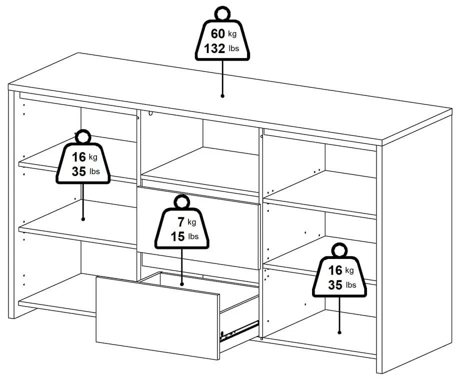 Скрин от дъбов декор в бял и естествен цвят 149x84x48 cm Next – Tvilum