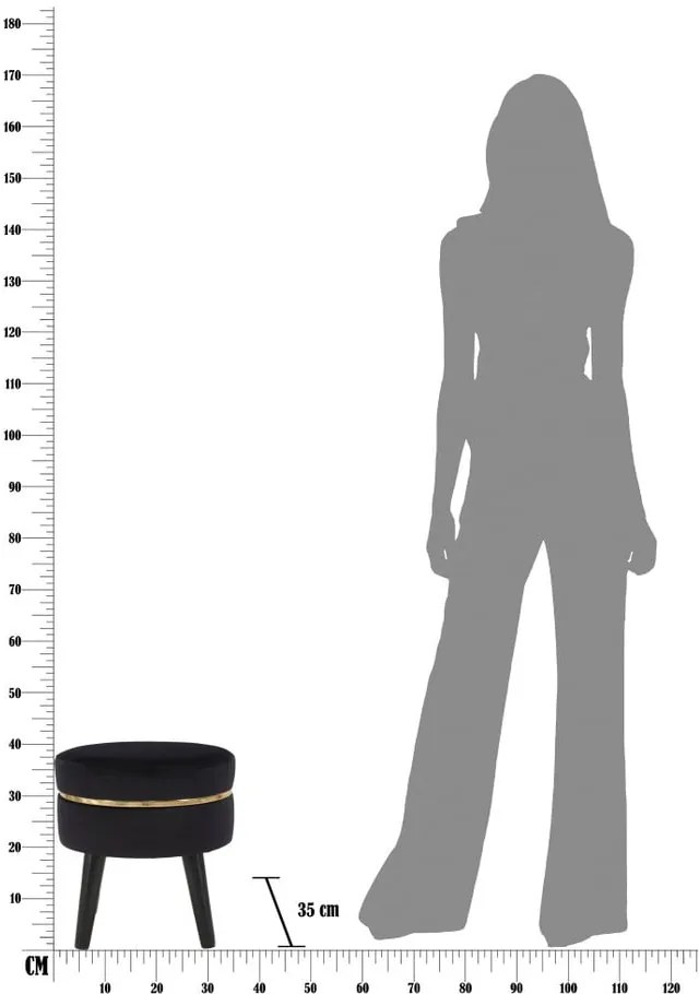 Черна табуретка с тапицерия Paris, ⌀ 35 cm - Mauro Ferretti