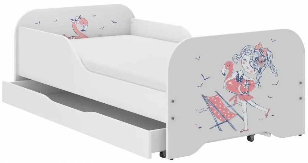 Детско легло MIKI 160 x 80 cm с мотив на момиче на плажа