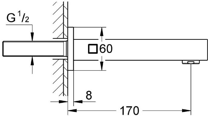Отлив Grohe Eurocube-Сребърен мат