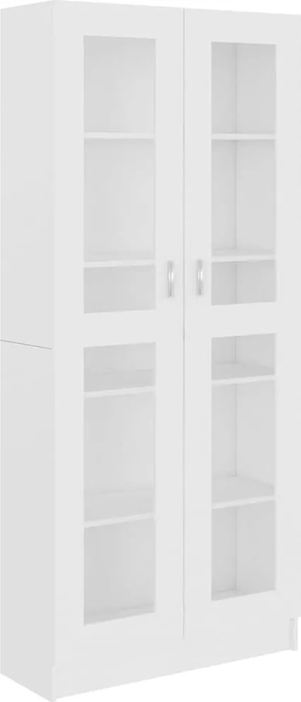 802768 vidaXL Шкаф витрина, бял, 82,5x30,5x185 см, инженерно дърво