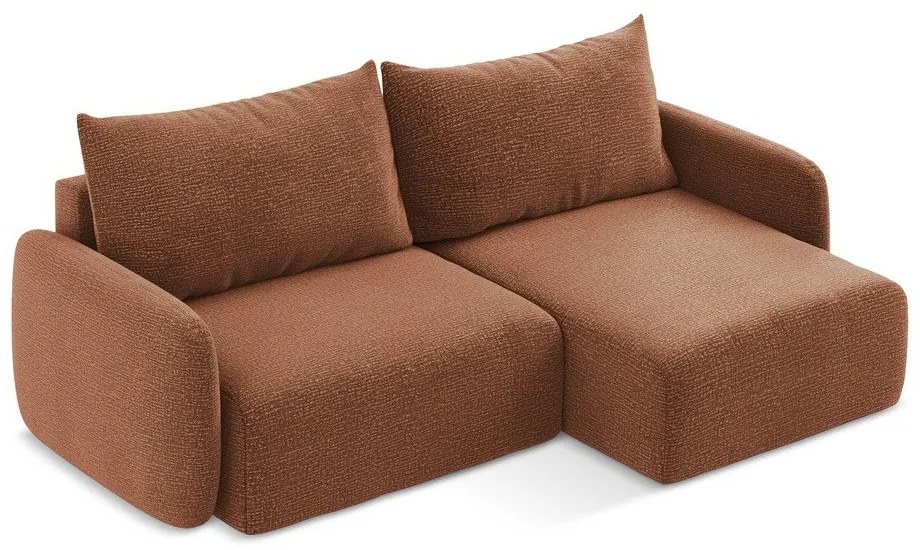 Разтегателен ъглов диван с място за съхранение в тухлен цвят (десен ъгъл) Kalena – Makamii