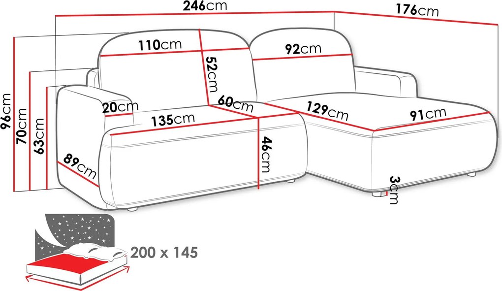Ъглов диван Alivar-Синьо-Десен