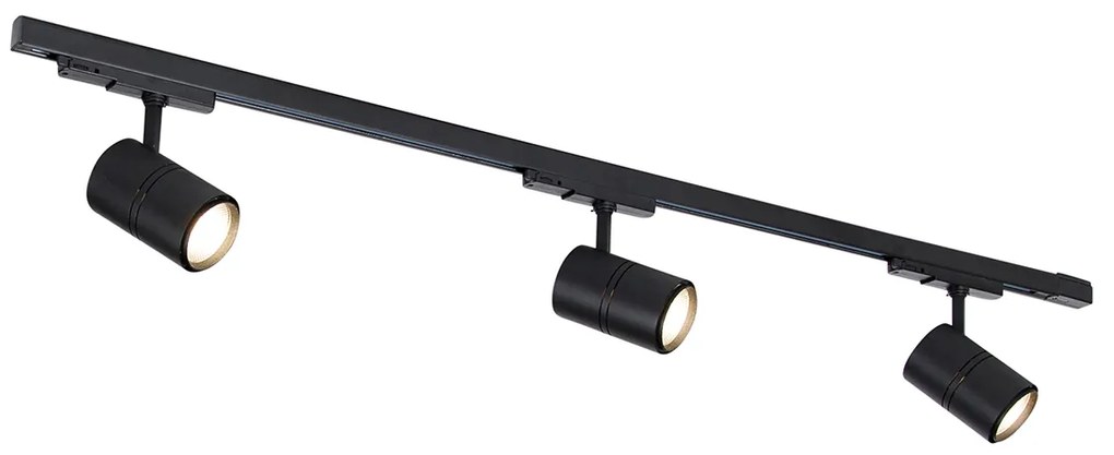 Релсова система черна с LED димируема 3-светлина 3-фазен дясна - Ruler 38