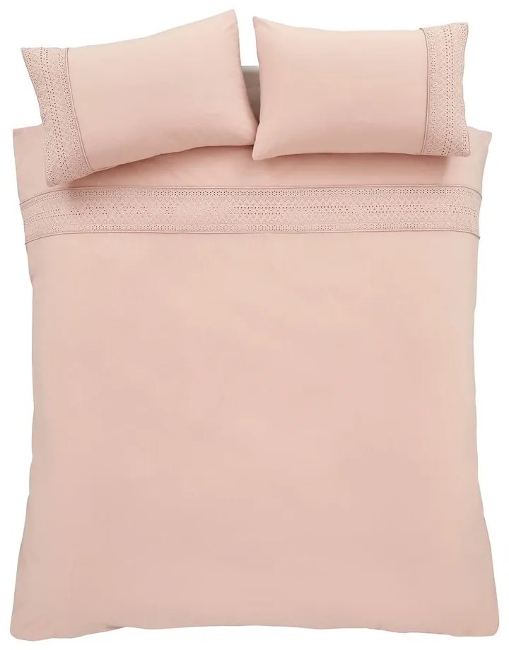 Розово единично спално бельо 135x200 cm Broderie Anglaise – Catherine Lansfield