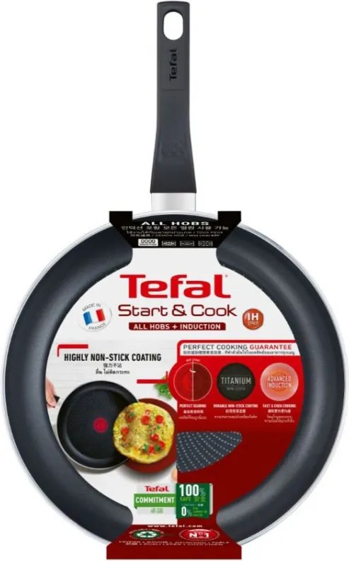Тиган Tefal C2720653 Start&Cook, 28 см, Титаниево покритие, Thermo-signal, Thermo-Fusion, Индукция, Черен