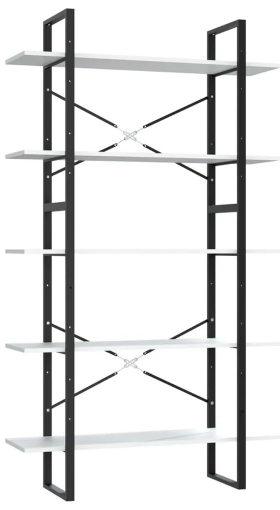 3081998 vidaXL 5-етажна библиотека, бяла, 100x30x175 см, инженерна дървесина