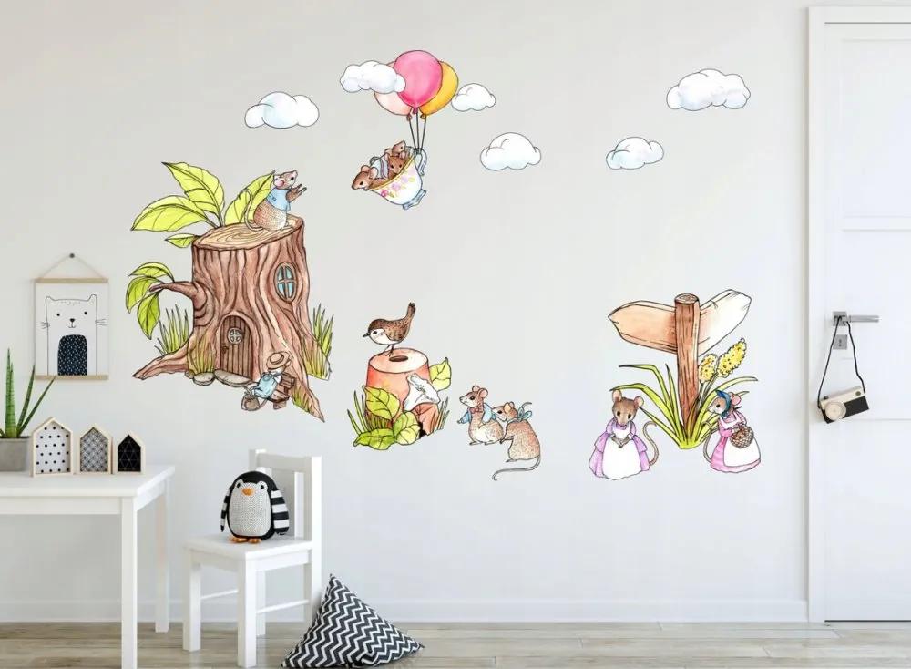 Очарователен детски стикер за стена Семейство мишки 60 х 120 см 60 x 120 cm