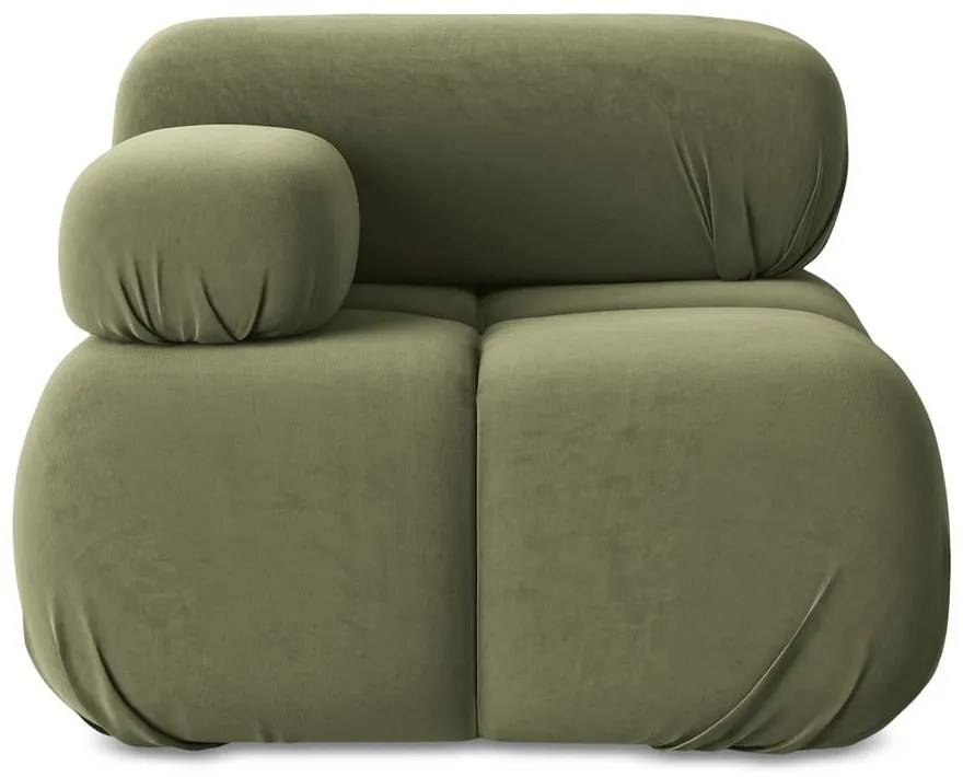 Светлозелен кадифен модул за диван (ляв ъгъл) Lokua – Makamii