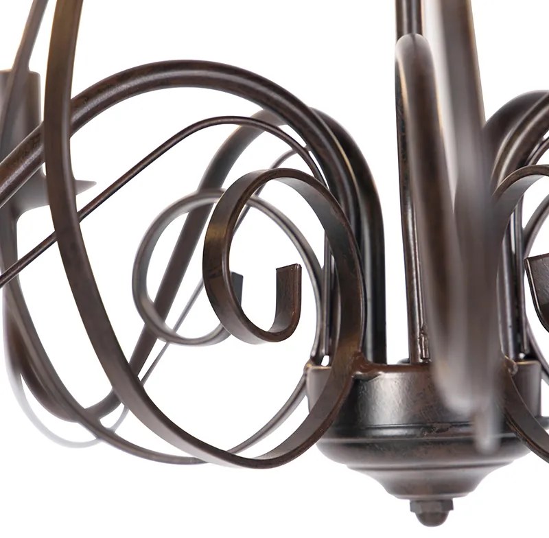 Полилей кафяв с плисирани кремави абажури с клипс 5-светлина - Giuseppe