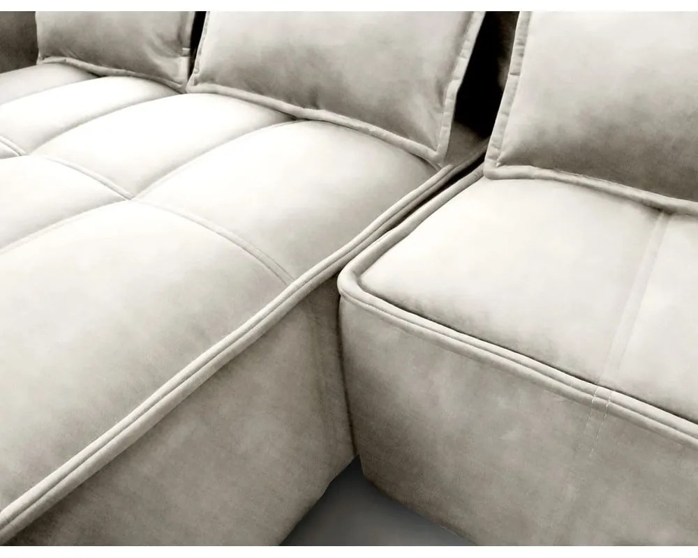 Бежов кадифен сгъваем/с място за съхранение ъглов диван (ляв ъгъл) Campo – ELTAP