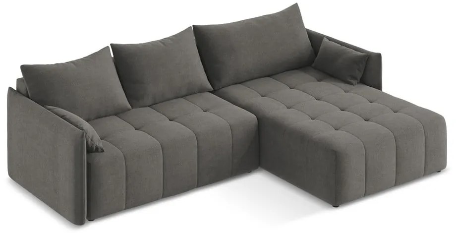 Тъмносив разтегателен ъглов диван с място за съхранение (десен ъгъл) Moku – Makamii