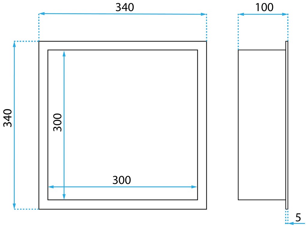 Вграден рафт за баня  30x30 steel brush