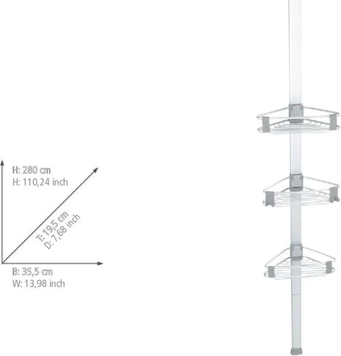 Телескопичен алуминиев рафт за баня в матово сребрист цвят Purio – Wenko