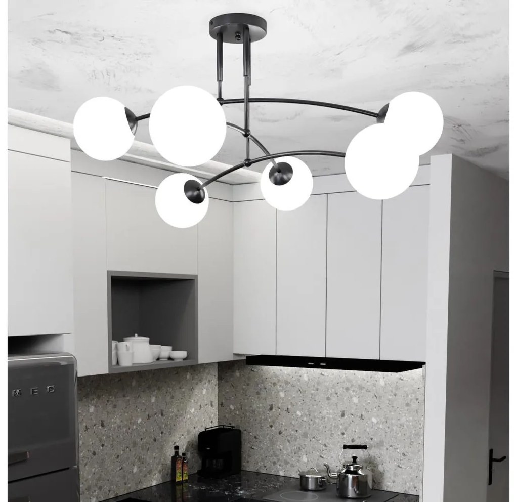 Висящ полилей PREGOS 6xE14/10W/230V черен/бял