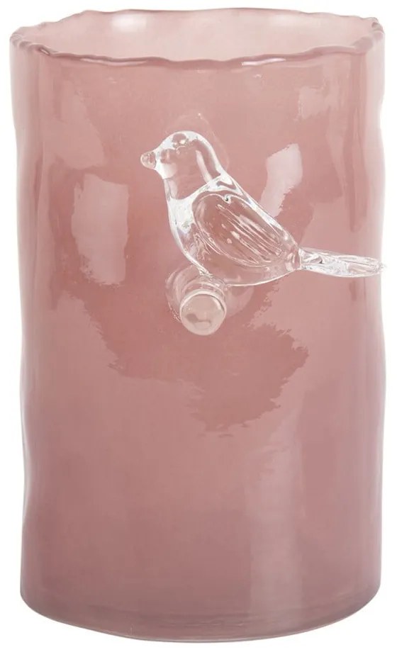 Розова стъклена ваза (височина 15 cm) Bird On Branch – PT LIVING