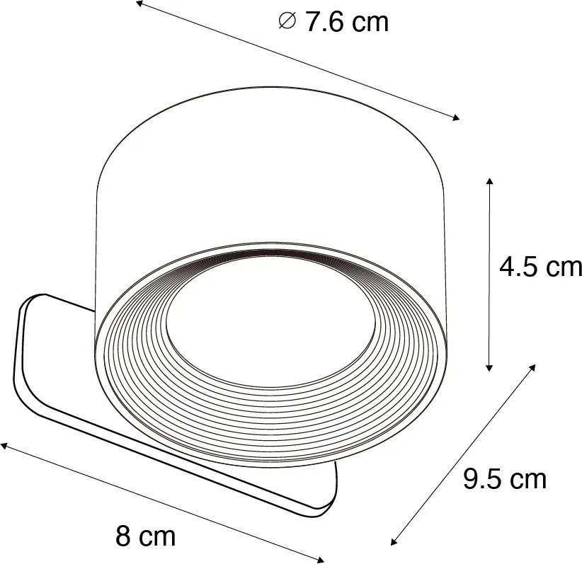 Модерна стенна и таванна лампа черна с акумулаторен LED - Bright