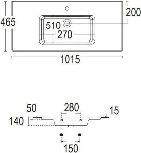 Умивалник Flat Bianco Ceramica White-Дължина: 101 cm