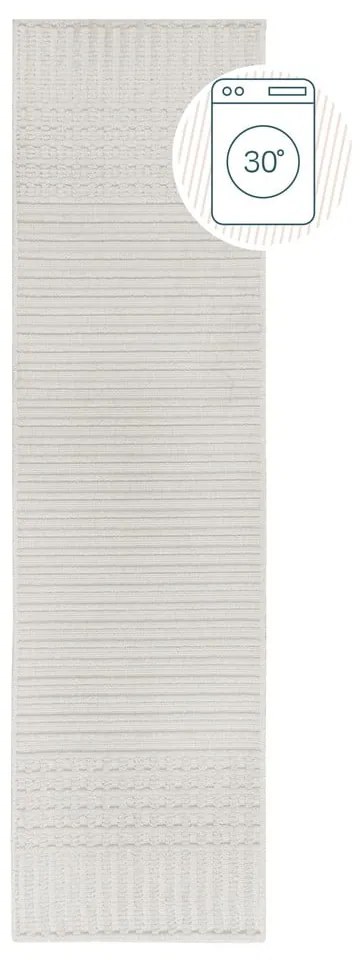 Бяла пътека от шенил подходяща за пране 60x240 cm Elton – Flair Rugs