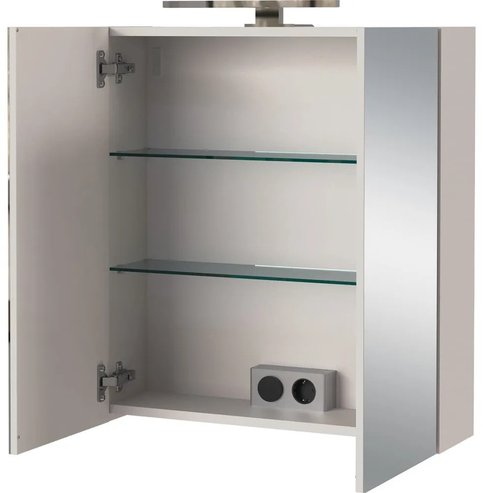 Кремав стенен шкаф за баня с огледало 60x71 cm Arcena – Germania