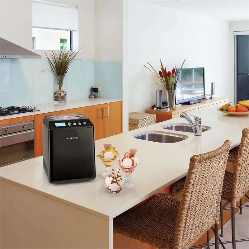 Klarstein VANILLY SKY FAMILY, машина за сладолед замразен йогурт 250W 2.5л, черна