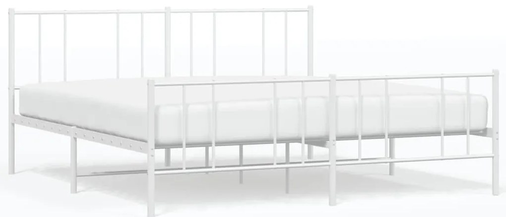 352551 vidaXL Метална рамка за легло с горна и долна табла, бяла, 180x200 см