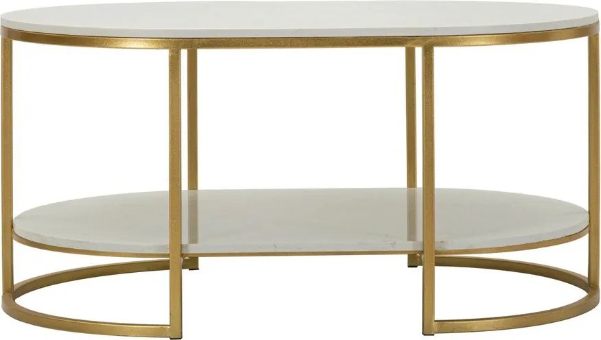 Бяла/златистa масичка за кафе с мраморна плоча 60x90 cm Izmir – Mauro Ferretti