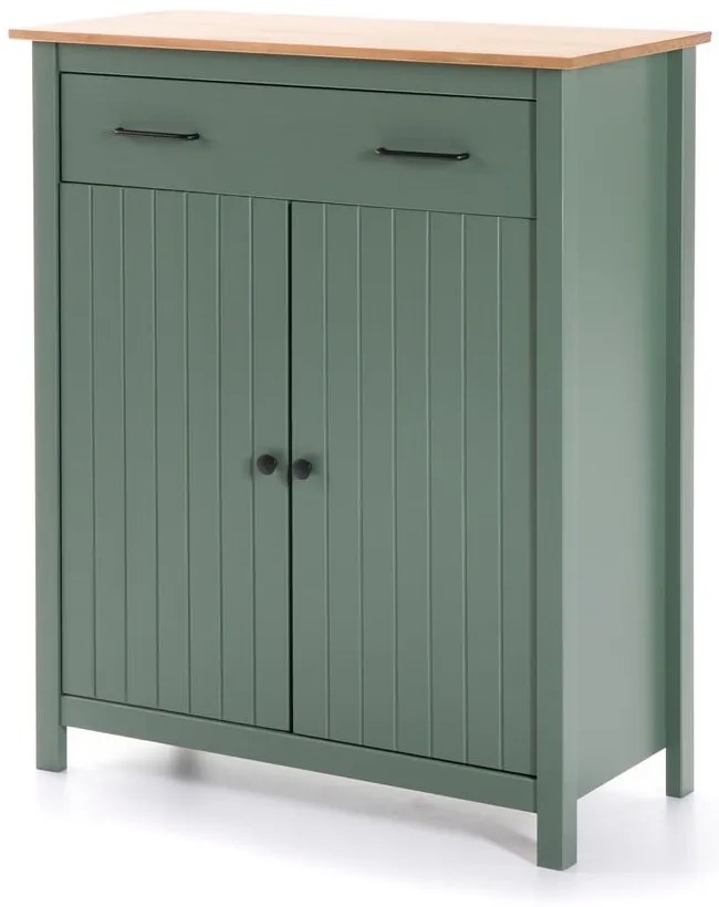 Зелен/естествен висок скрин от масивен бор 90x110 cm Miranda – Marckeric