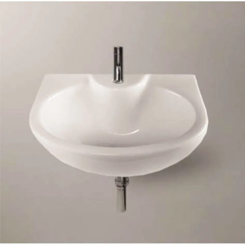 Мивка за баня ICC 4537, стенен монтаж, с отвор за смесител, порцелан, бял, 45x35см