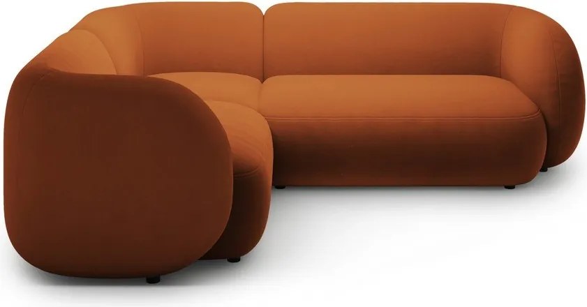 Теракотен кадифен ъглов диван (ляв ъгъл/L форма) Kate – Micadoni