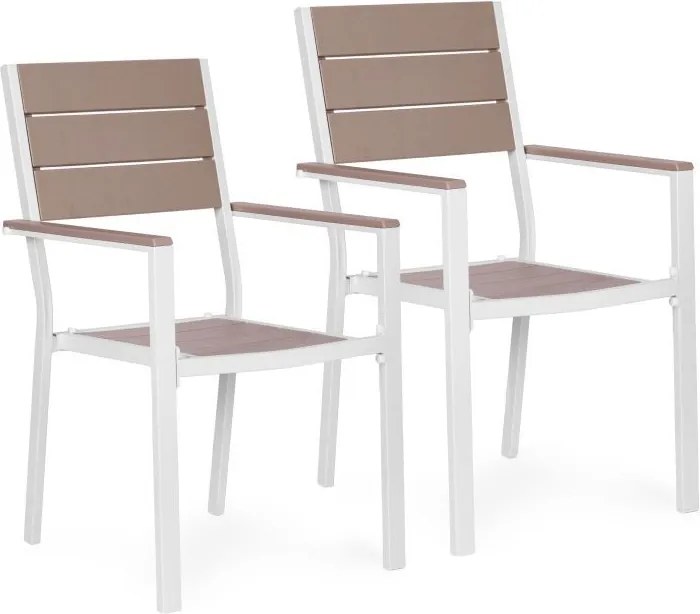 Комплект от 2 градински стола с товароносимост 150 кг Черен