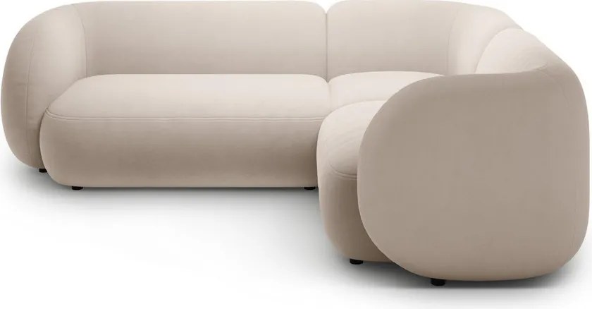 Бежов кадифен ъглов диван (десен ъгъл/L форма) Kate – Micadoni