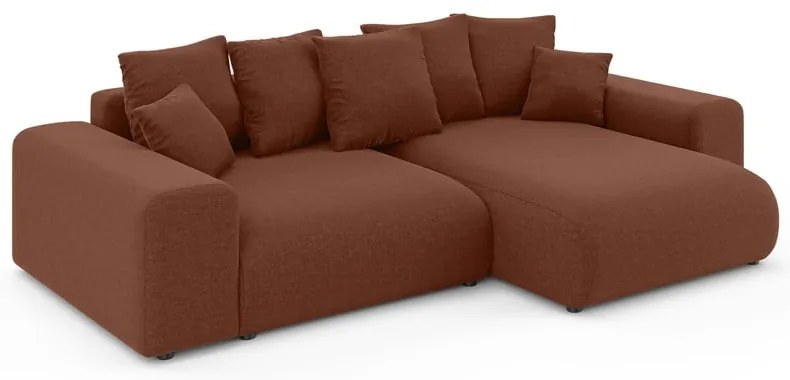 Разтегателен ъглов диван с място за съхранение в тухлен цвят (променлив) Luma – Ropez